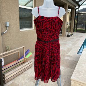 White House Black Market Red and Black Spaghetti Strap/Strapless Dress Size 8